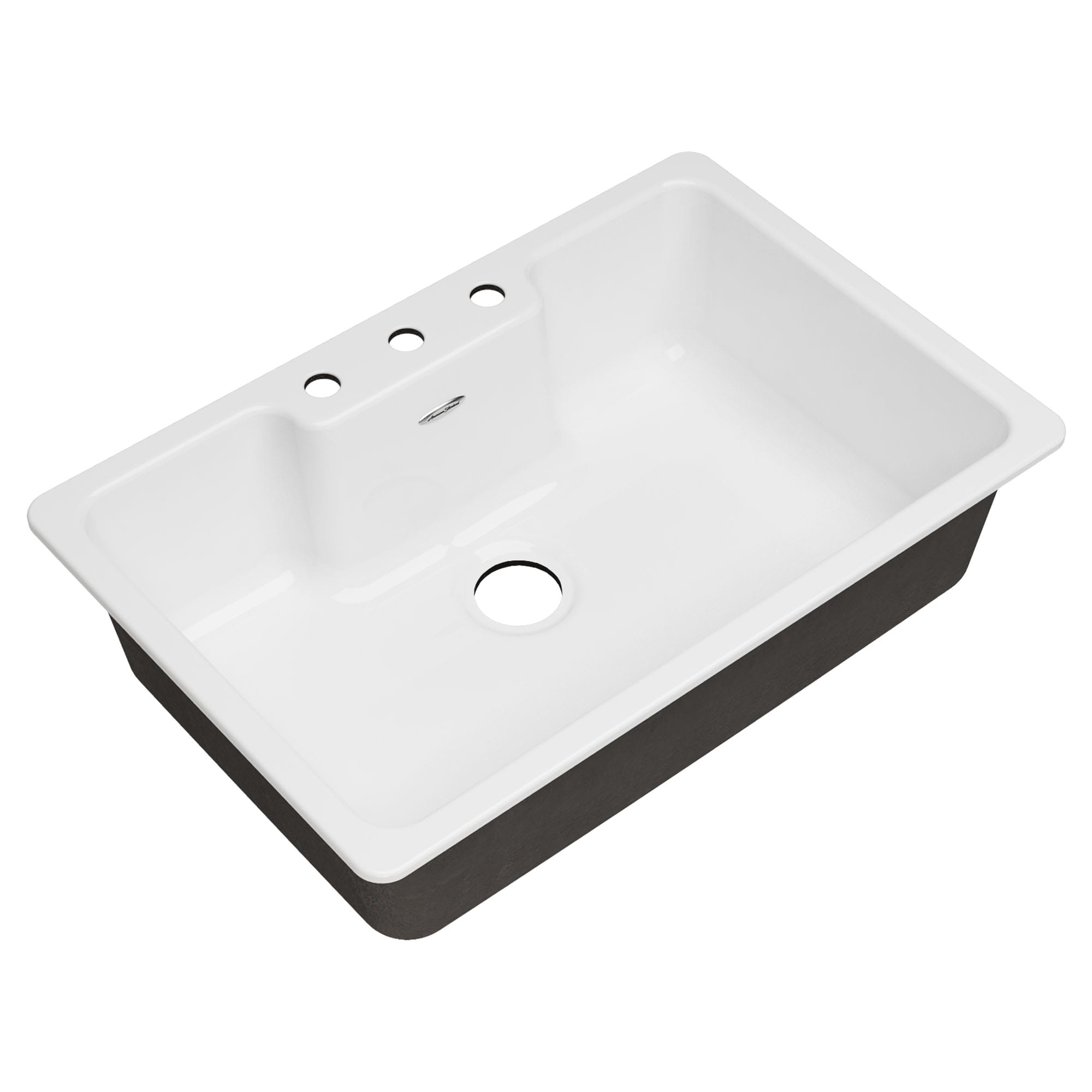 Quince® 33 X 22 Inch Cast Iron 3 Hole Drop In Single Bowl Kitchen Sink